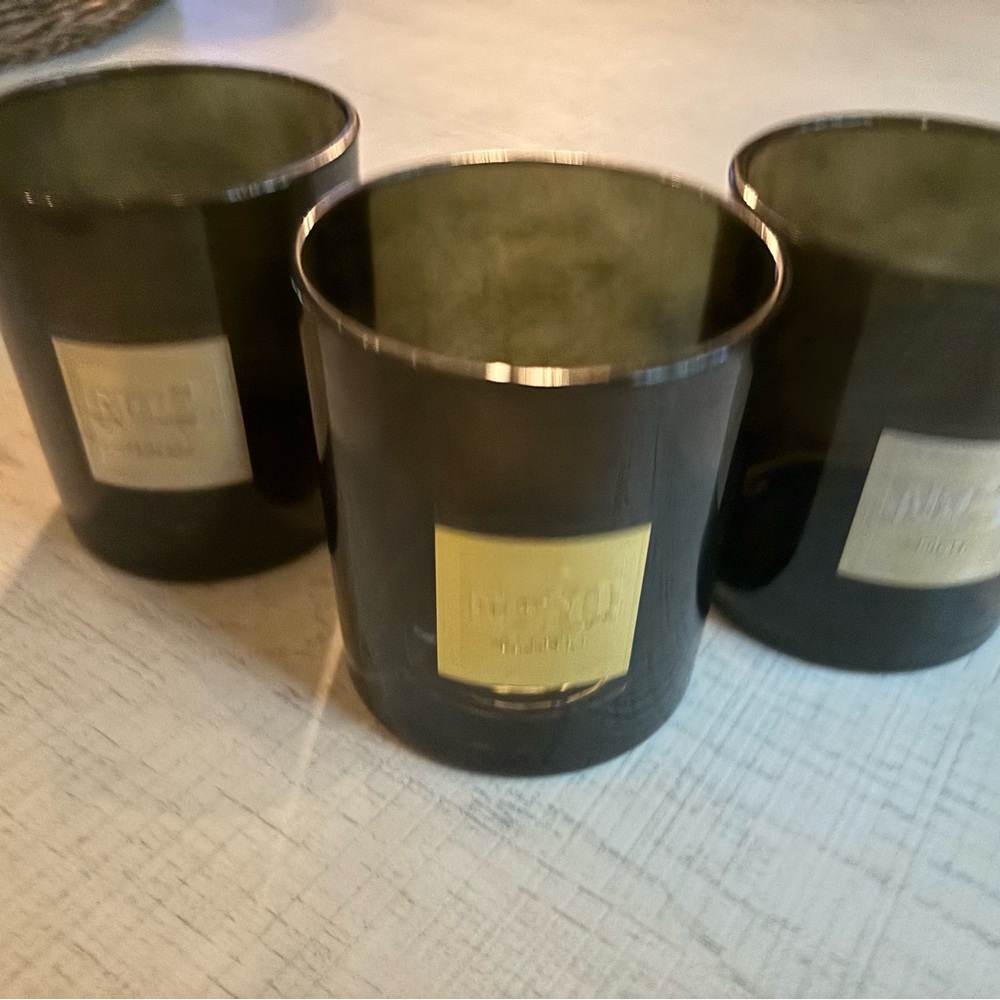 Set of 3 Jackson Vaughn Smoky Black Glass Candle Holders